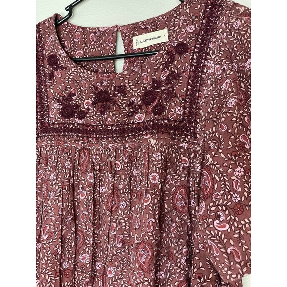 Lucky Brand Short Sleeve Floral Embroidered Top Size S - Picture 3 of 7